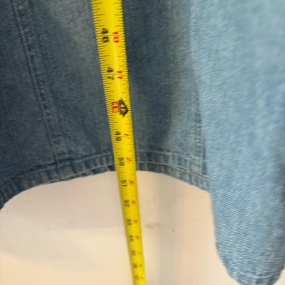 Vintage Denim Maxi Dress Long Line Pearl Snap Buttons Cowgirl Chambray Cottage - Picture 6 of 12